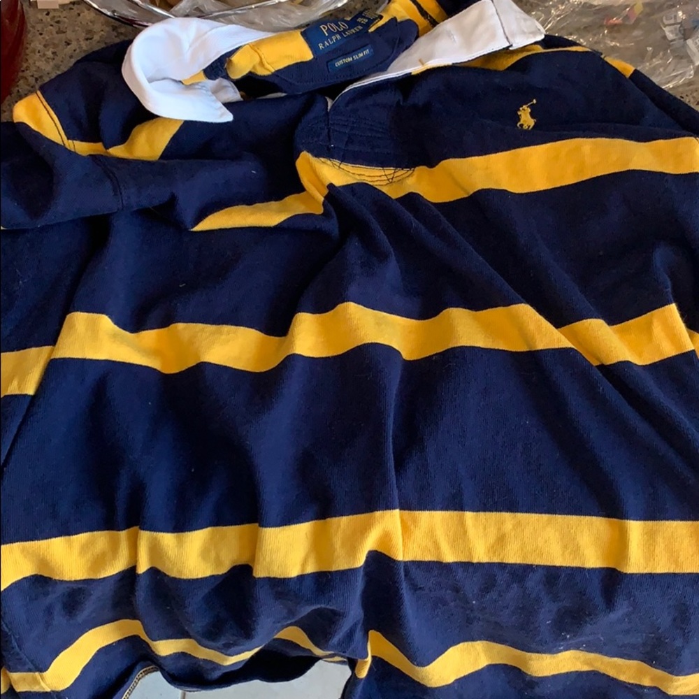 Striped long sleeve polo